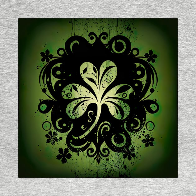 Saint Patrick's day shamrock leaf - glow in the dark filigree pattern by UmagineArts